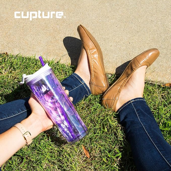 Cupture Crystal Click & Seal Shake Tumbler Cup for Hot or Cold Drinks - 22 oz (Purple Amethyst)