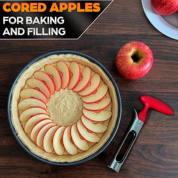 Apple Corer Tool – Stainless Steel Apple Core Remover with Durable Plastic Handle – Comfortable Grip, Easy to Use, Dishwasher Safe & Long-Lasting | Works for Apples, Pears, Tomatoes, Peppers & More