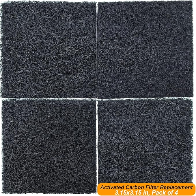 PAWZIDEA Activated Carbon Filter Replacement for Pet Waste Trash Cans Wall Mounted, 3.15"*3.15" Square Thick Deodorizing Carbon Filters, 4-Pack, Replace Every Month