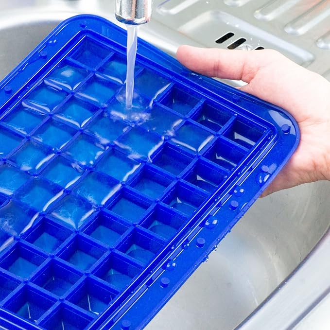Lurch 240750 Ice Former Arctic Cube 2 cm Ice Cube Tray for 54 Ice Cubes with Transparent Lid Blue