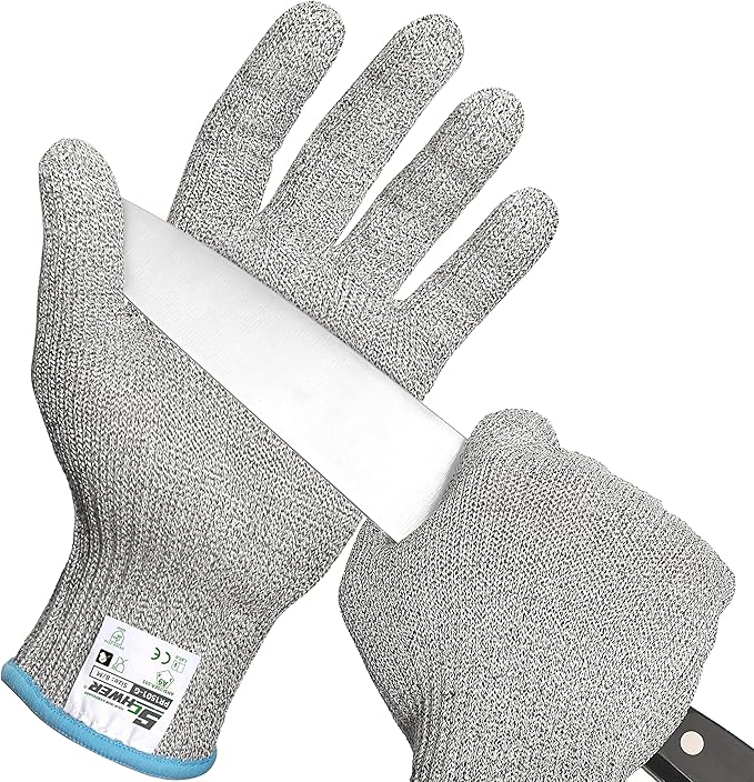 Schwer SlicePro ANSI A9 Cut Resistant Gloves, Food Grade Cutting Gloves for Kitchen Food Prep, Mandoline Gloves for Meat Cutting, Oyster Shucking, Fish Fillet Processing, PR1501-G, 2 Pairs, M