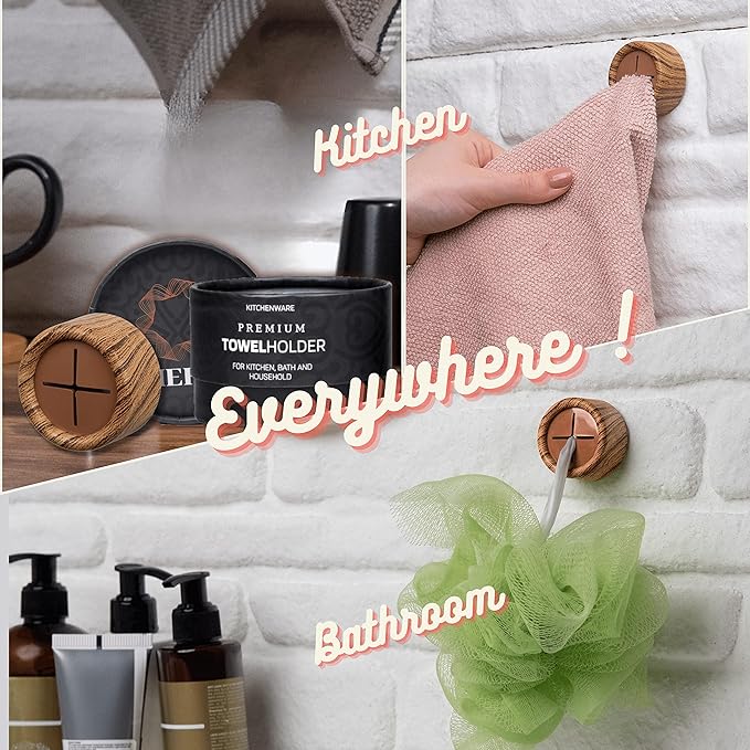 HEFA Towel Hooks - Dish, Hand & Kitchen Towel Holder - Eco-Friendly 8-Pack