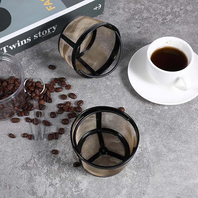 2Pcs Reusable Coffee Filters, 4-8 Cup Nylon Mesh Coffee Filter with Handle Reusable Coffee Filter Basket for Mr. Coffee Makers and Brewers