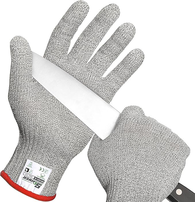 Schwer SlicePro ANSI A9 Cut Resistant Gloves, Food Grade Cutting Gloves for Kitchen Food Prep, Mandoline Gloves for Meat Cutting, Oyster Shucking, Fish Fillet Processing, PR1501-G, 2 Pairs, S