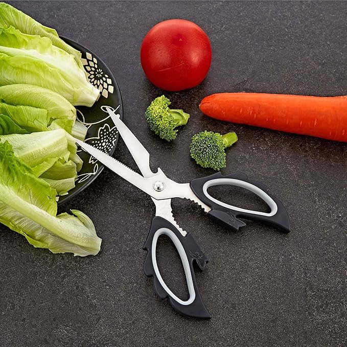 Livin Aesthetic Angel Wings & Cat Kitchen Scissors - Ambidextrous Large Grip Handle Shears for Right & Left Handed - Ergonomic Comfortable Food Scissors for Kitchen, Office & Crafting