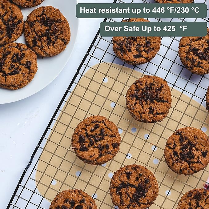 200pcs Air Fryer Parchment Paper Disposable Liner 8.5inch, Premium Perforated for Air Fryer, Streamer, Pans, No Burn, Easy Cleanup