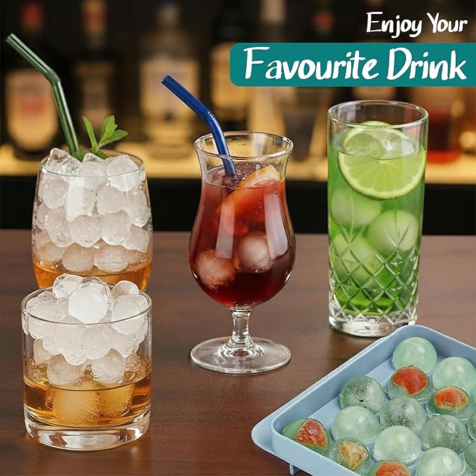 2 Pack Round Ice Cube Trays - 0.8" 66PCS Tiny Sphere Ice Ball Maker Molds, BPA-Free Plastic Stackable Circle Ice Cube Tray for Freezer with Lid, Mini Sphere Ice Mold for Cocktail/Whiskey/Coffee/Drinks