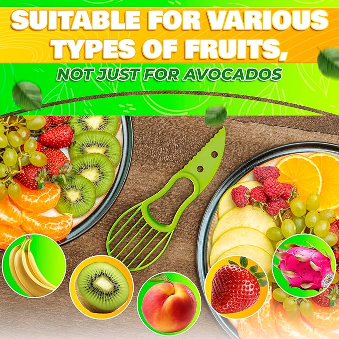 Avocado Slicer Tool 3 in 1 – Food-Grade Plastic Cutter, Peeler & Pit Remover for Easy Slicing, Scooping & Quick Food Prep – Easy to Use Avocado Peeler Tool | Durable Ergonomic Design Kitchen Gadget