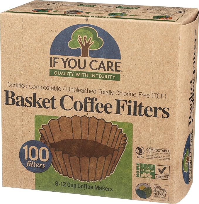 If You Care Coffee Filter Baskets,Fits 8-12 Cup Drip Coffee Makers, 100 count (Pack of 2)