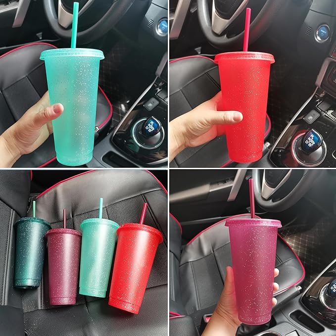 Suertestarry Tumbler with Straw and Lid,Water Bottle Iced Coffee Travel Mug Cup,Reusable Plastic Cups,Perfect for Parties,Birthdays… (Rainbow, 5pack) | with Lids and Straws, Water Bottle, Iced Coffee, Travel Mug Cup, Reusable Cups, Perfect for Parties