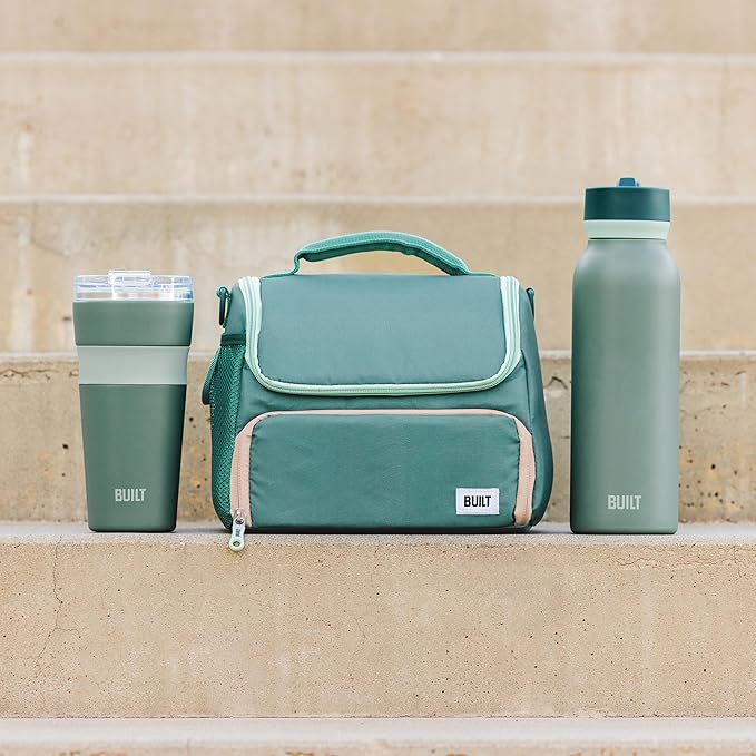 BUILT 24 oz Stainless Steel Vacuum Insulated Tumbler - Sage Green Double Wall Travel Cup, Keeps Drinks Cold 24 Hours or Hot 8 Hours, Leak Proof Lid with Flip Straw, Silicone Grip