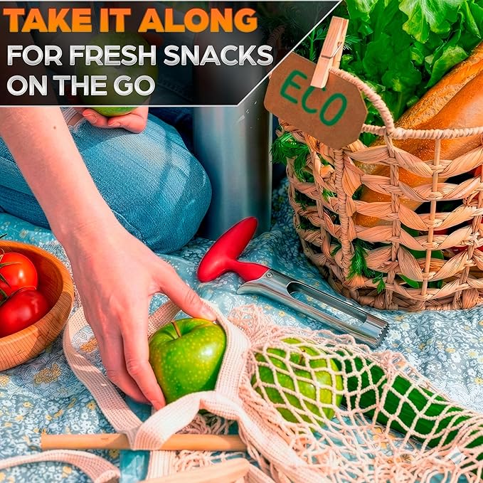 Apple Corer Tool – Stainless Steel Apple Core Remover with Durable Plastic Handle – Comfortable Grip, Easy to Use, Dishwasher Safe & Long-Lasting | Works for Apples, Pears, Tomatoes, Peppers & More