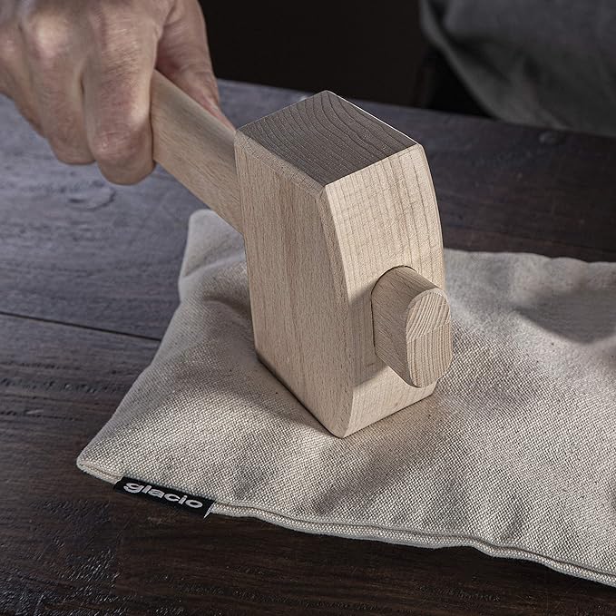 Ice Mallet and Lewis Bag Set – Wooden Hammer & Heavy Duty Canvas Bag for Crushed Ice | Reusable Bar Tool for Whiskey Cocktails Mojitos Home Bartending Essentials