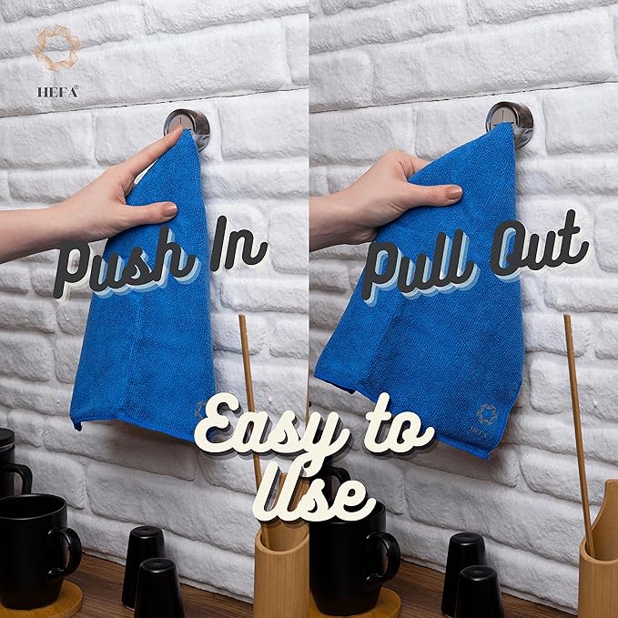HEFA Towel Hooks - 8 Pack Eco-Friendly Kitchen & Bathroom Organization, Hand & Dish Towel Holder