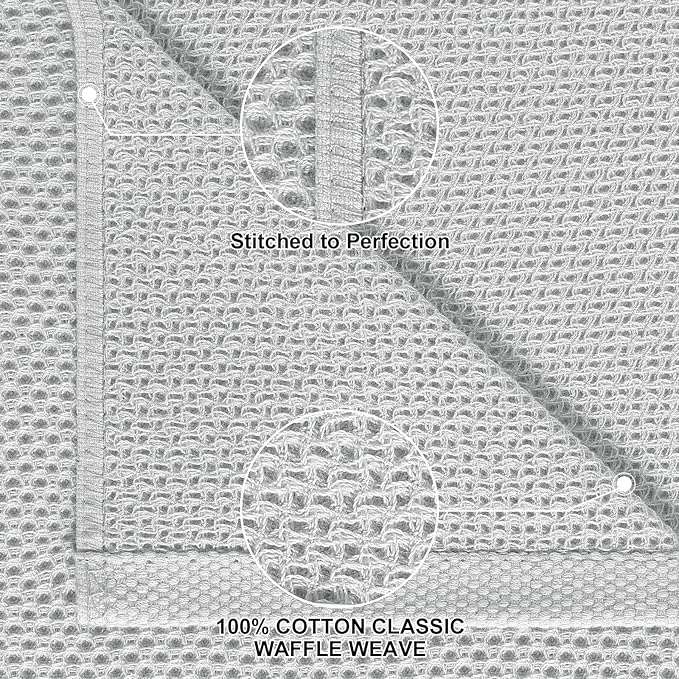 Homaxy 100% Cotton Kitchen Towels and Dishcloths Set, 12 x 12 Inches and 13 x 28 Inches, Set of 16 Bulk Kitchen Towels Set, Ultra Soft Absorbent Dish Cloths for Washing Dishes, Light Gray