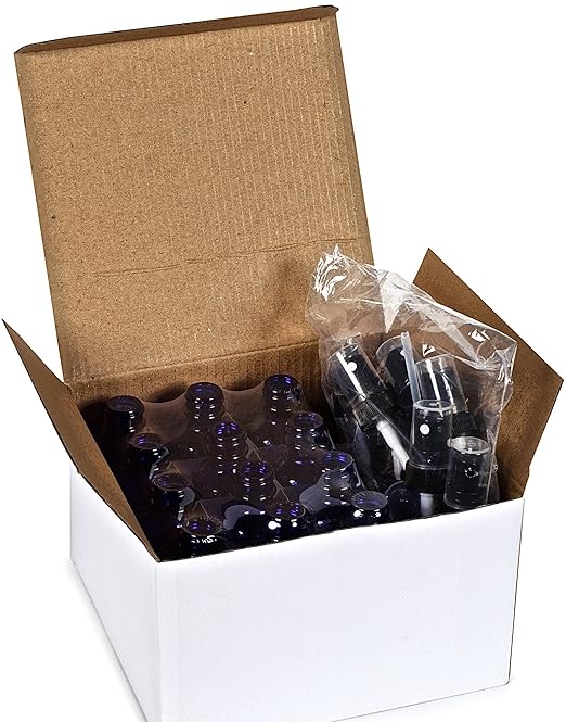 Vivaplex 12, Cobalt Blue, 1 oz Glass Bottles, with Black Fine Mist Sprayers