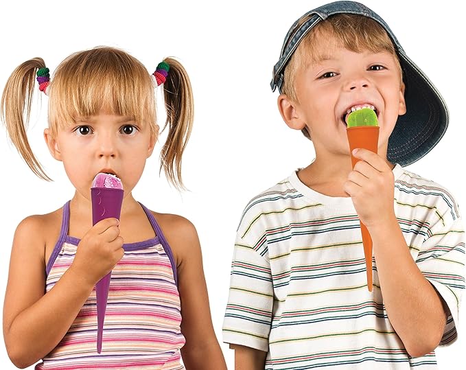 HIC Kitchen Flavor Blast Silicone Ice Pop Makers, Non-Stick, Flexible, Reusable, Set of 4, Makes 4 Ice Pops