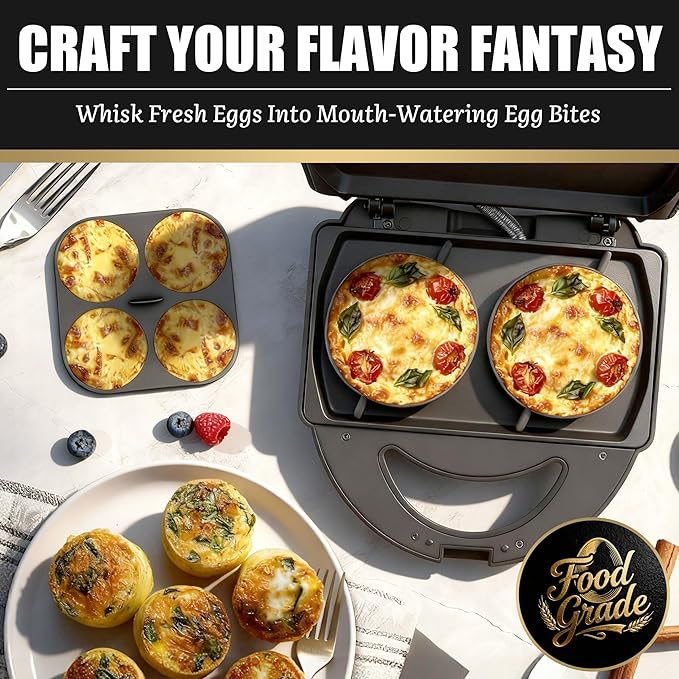 FineMade Silicone Egg Bite Molds for Instant Pot and Sous Vide Egg Bite Maker, 2 Pcs of 4 Inch Large Molds, 2 Pcs of 4-in-1 Mini Molds, Ideal for Breakfast Sandiwches, Healthy Snacks or Desserts