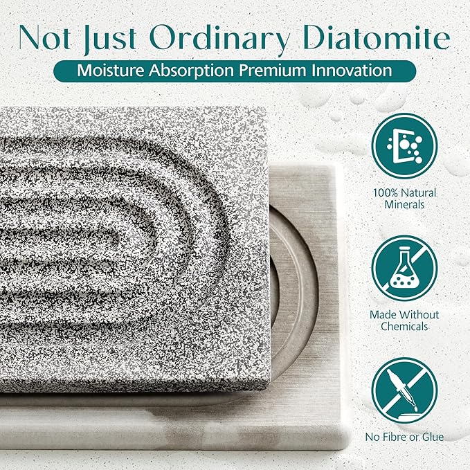 Stone Faucet Mat for Kitchen Sink, Diatomite Stone Drying Mat for Kitchen Counter, 2026 Upgraded Dishwasher-Safe & Ultra Absorbent, Chemical-Free Stone Dish Mat for Bottles Utensils (15.7" x 3.9")