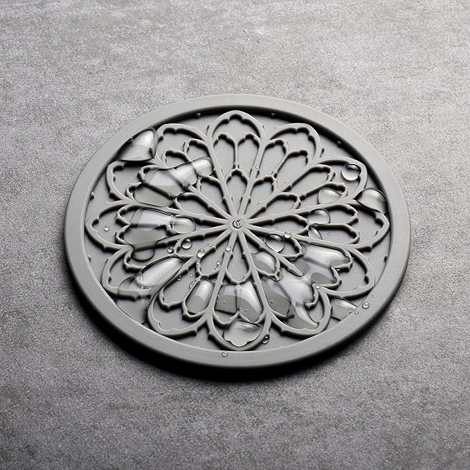 Silicone Coasters for Drinks - 6 Pack 4" Drink Coasters for Aesthetic Room Decor - Goth Accessories for Kitchen Gadgets by COASTERFIELD (Gray)