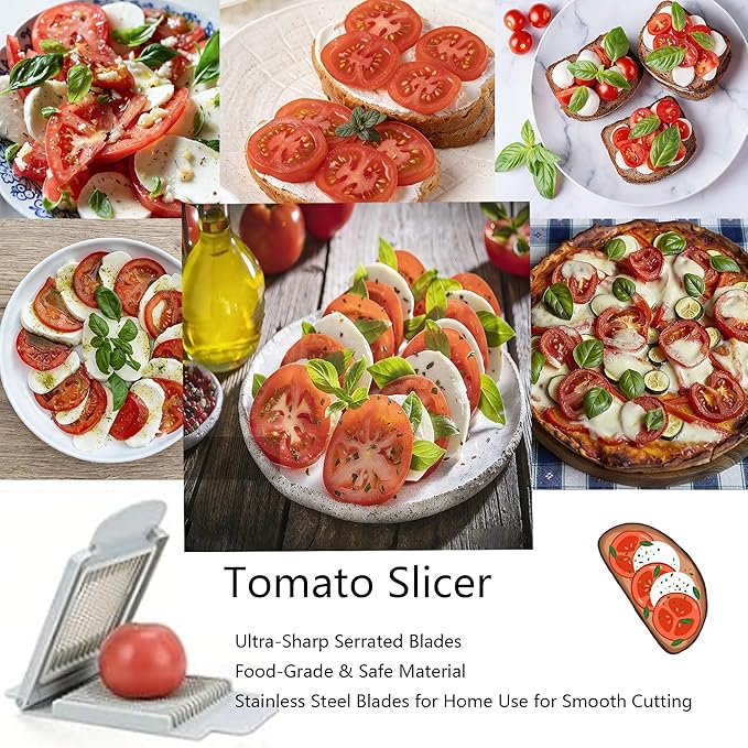 Tomato Slicer, Tomato Cutter Vegetable Slicer, Stainless Steel Blades for Home Use for Smooth Cutting, Precise Cuts for Tomatoes
