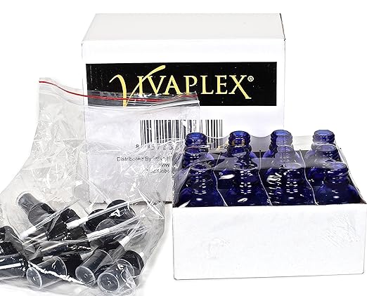 Vivaplex 12, Cobalt Blue, 1 oz Glass Bottles, with Black Fine Mist Sprayers