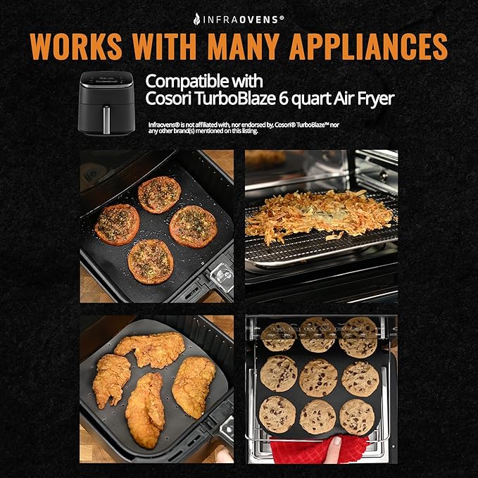 Air Fryer Reusable Liners for Cosori TurboBlaze 6QT Non Stick Perforated Liner, Mat and Mesh, PFOA-Free, Heat Resistant, Dishwasher Safe, Protects Basket & Easy Clean-Up