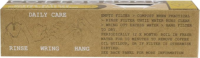 CoffeeSock Reusable Coffee Filters - Hario v60 01 Small (2 Filters) - Organic Natural Cotton Coffee Filters Made in the USA - Ultra-Durable 1 Year Filter Set - Eco-Friendly Compostable Cloth