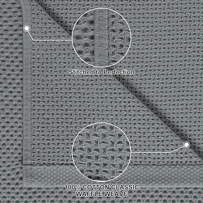Homaxy 100% Cotton Kitchen Towels and Dishcloths Set, 12 x 12 Inches and 13 x 28 Inches, Set of 10 Bulk Kitchen Towels Set, Ultra Soft Absorbent Dish Cloths for Washing Dishes, Grey