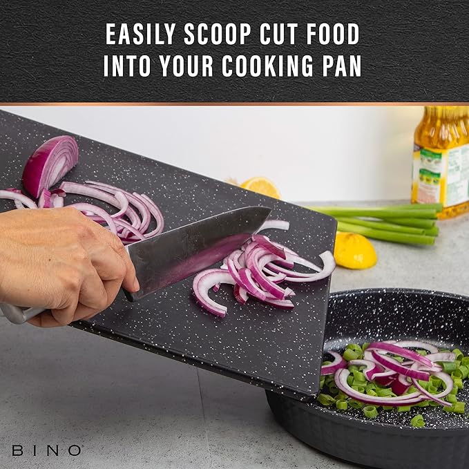 BINO Cutting Board - 3-Piece Chopping Boards | BPA-Free Plastic, Durable, Multipurpose, Dual-Sided, Dishwasher Safe, Easy to Clean | Charcuterie Accessories | Home & Kitchen Utensils