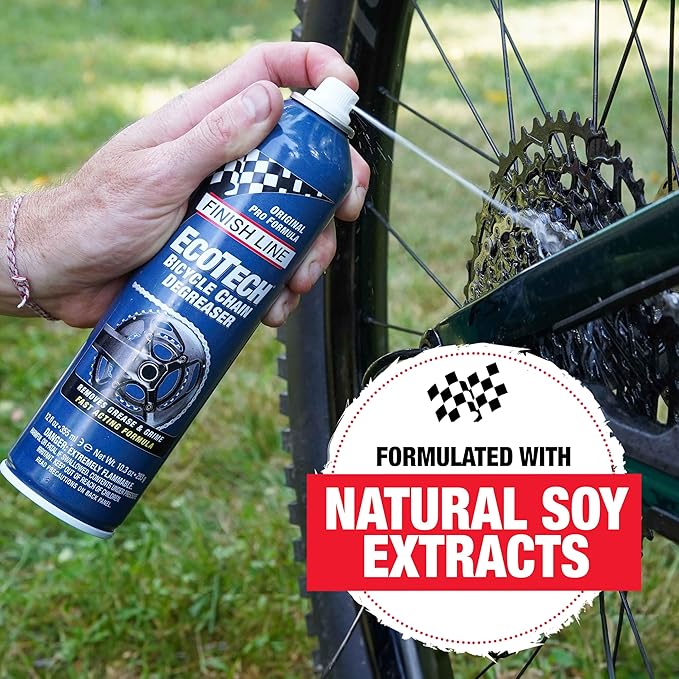 Finish Line EcoTech Bicycle Degreaser for Bikes, Biodegradable Soy-Based Cleaner for Chains, Gears, and Components, Safe on Rubber, Plastic, and Painted Surfaces, For Tough Grease - 20oz - Pour Can