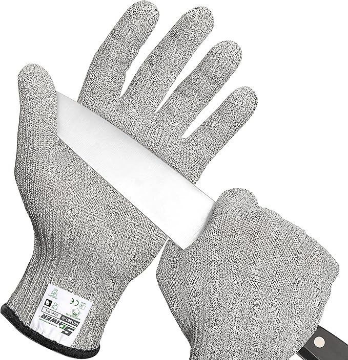 Schwer SlicePro ANSI A9 Cut Resistant Gloves, Food Grade Cutting Gloves for Kitchen Food Prep, Mandoline Gloves for Meat Cutting, Oyster Shucking, Fish Fillet Processing, PR1501-G, 2 Pairs, L