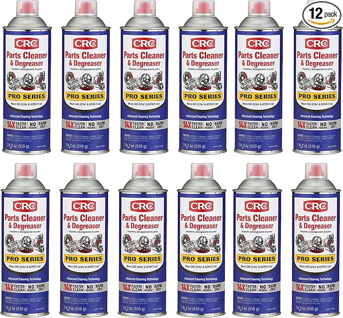 CRC Parts Cleaner & Degreaser - Pro Series, Leaves No Residue, Rapid Dry, 18 Fl Oz, 12 Pack