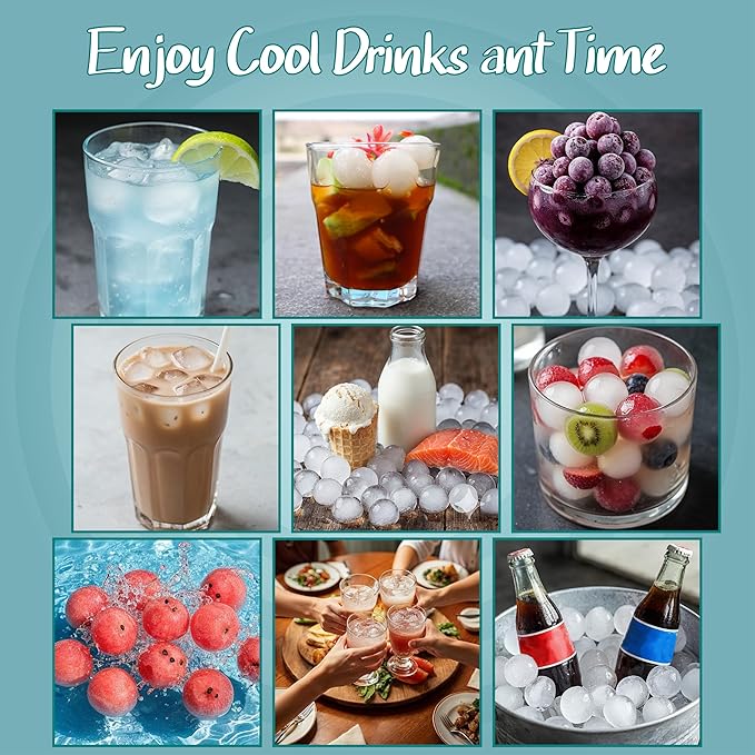 2 Pack Round Ice Cube Tray with Lid, Bin & Scoop - 0.8" 66PCS Tiny Sphere Ice Ball Maker Molds, Stackable Ice Trays for Freezer, BPA-Free Plastic Iced Bucket Kits for Cocktails/Whiskey/Coffee/Drinks