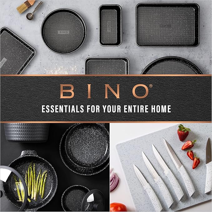 BINO Cutting Board - 3-Piece Chopping Boards | BPA-Free Plastic, Durable, Multipurpose, Dual-Sided, Dishwasher Safe, Easy to Clean | Charcuterie Accessories | Home & Kitchen Utensils White Granite